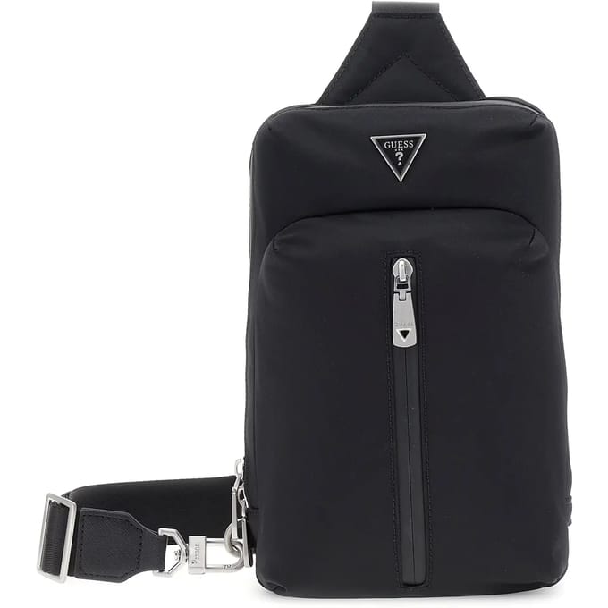 GUESS Slingtas Schoudertas Roma Crossover with Vertical Zip Black Zwart