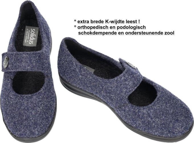 Solidus -Dames - blauw - pantoffels - maat 35.5