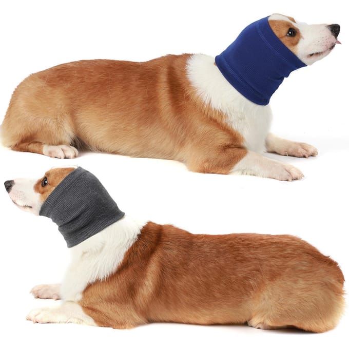 Cache-oreilles cache-cou pour chien, pour le toilettage du bruit, l'anxiété, apaisant Large gris