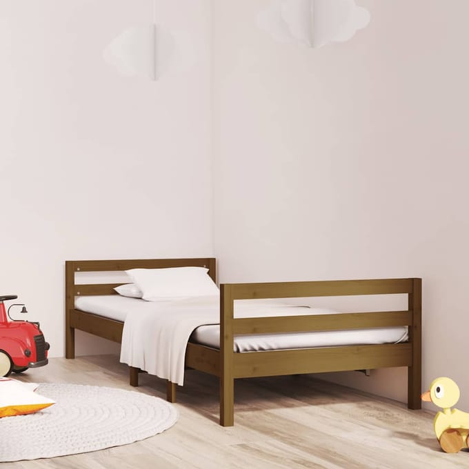 vidaXL - Bedframe - 75x190 - cm - massief - grenenhout - honingbruin
