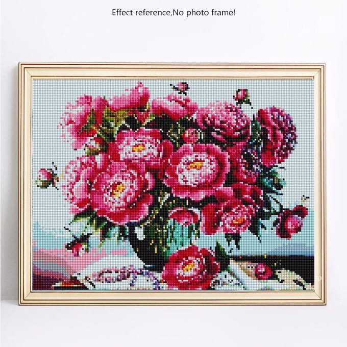 Peinture Diamant Ronde Complète Arrivée Fleurs Broderie Diamant Vente Photos 20X30 pink