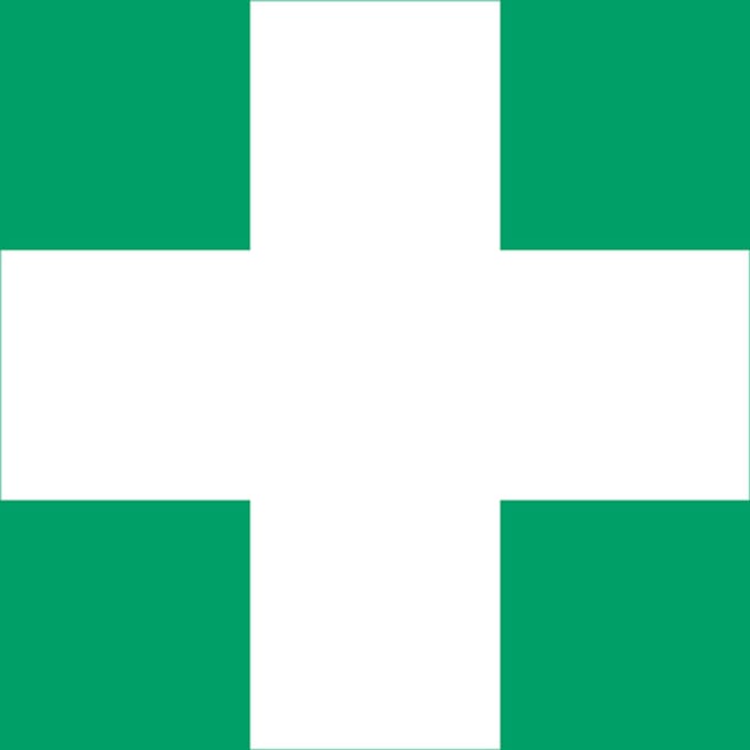 Pictogram bordje Djois EHBO 200x200mm groen
