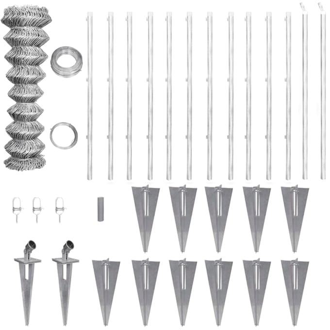 vidaXL - Gaashek - met - palen - 25x1,5 - m - gegalvaniseerd - staal