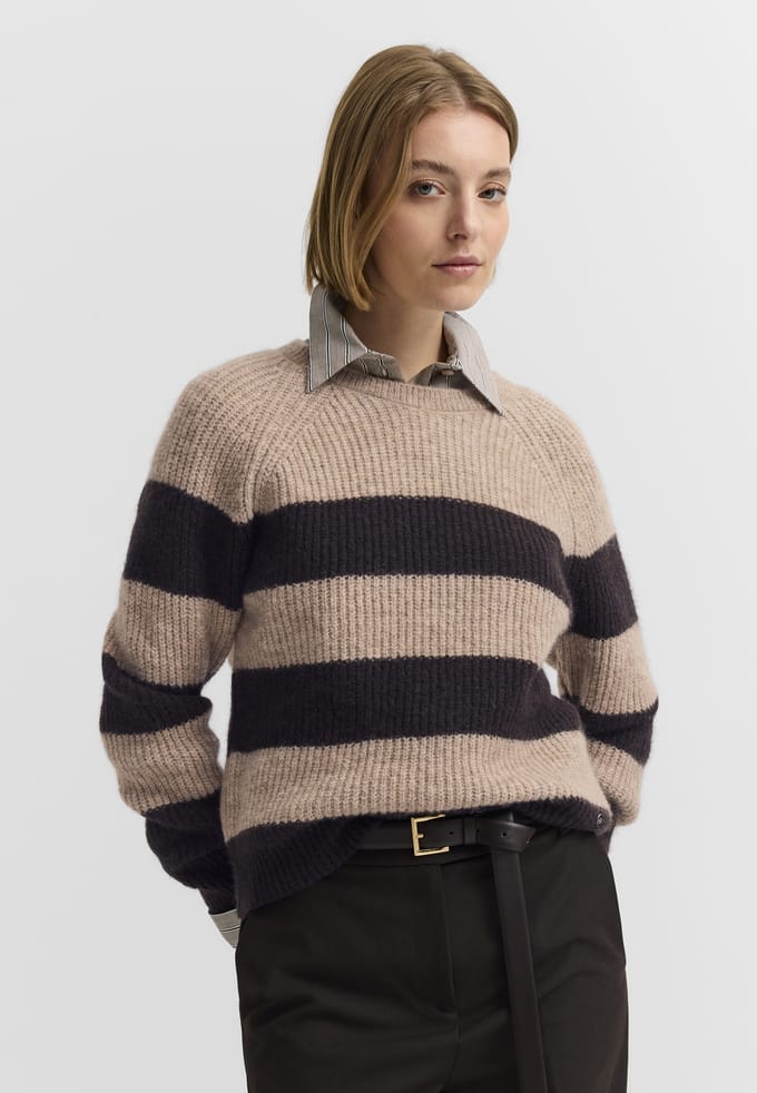 Bugatti Damen Trui met ronde hals, wolmix met alpaca