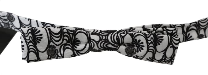 Dolce & Gabbana Mannen Wit Patroon Zijde verstelbare Hals Papillon Stropdas