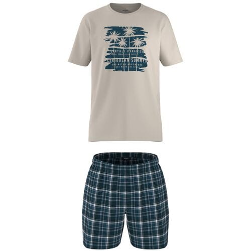 ESMARA MEN Korte heren pyjama (Beige/blauw, M)