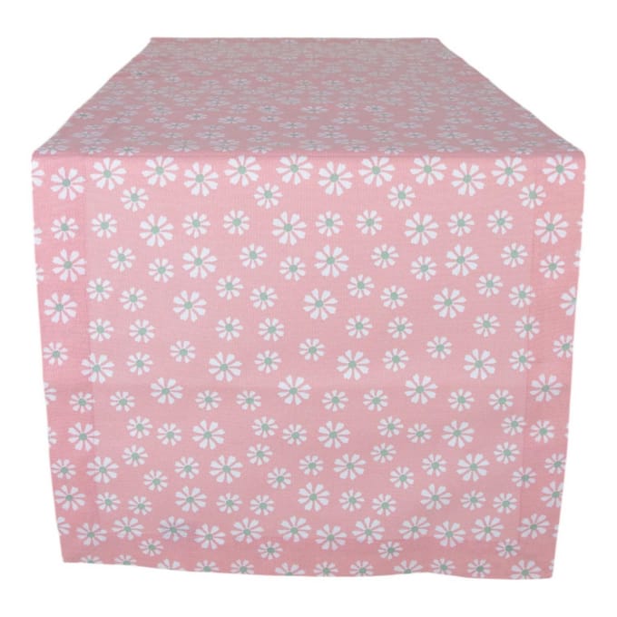 Daisy flowers tafelloper roze 50x140 cm