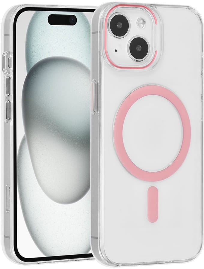 UNIQ Accessory Back Cover - Apple iPhone 15 - Roze - MagSafe Compatible - Transparant ontwerp