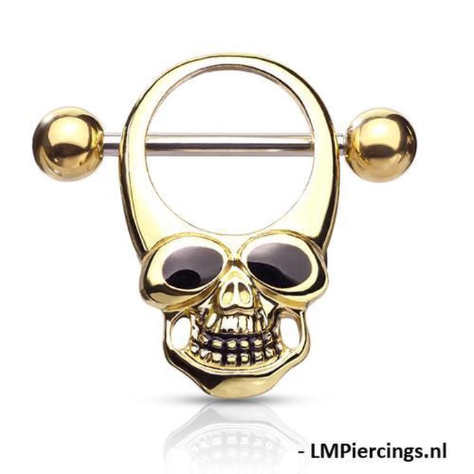 Tepelpiercing skull 1.6x11 - goud - LMPiercings