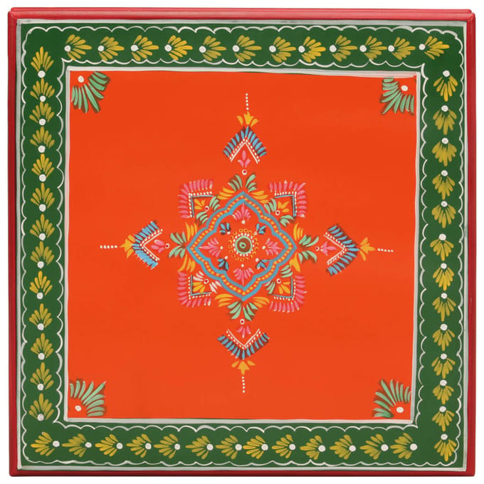vidaXL - Salontafel - handbeschilderd - massief - mangohout - oranje
