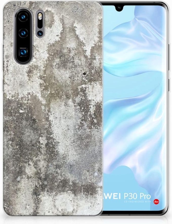 Huawei P30 Pro TPU Siliconen Hoesje Beton Print