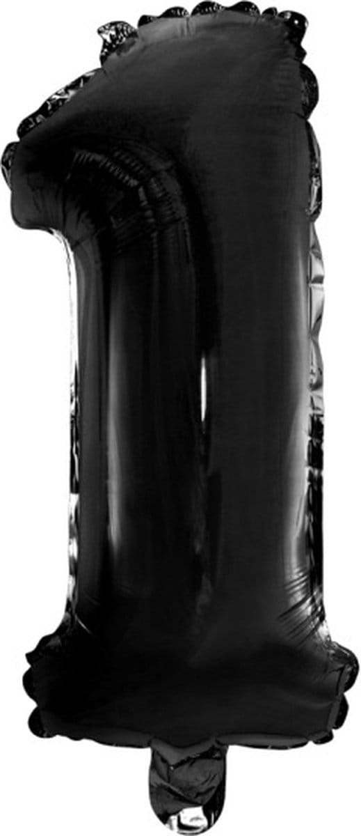 Folie Ballon Cijfer 1 zwart 41 cm