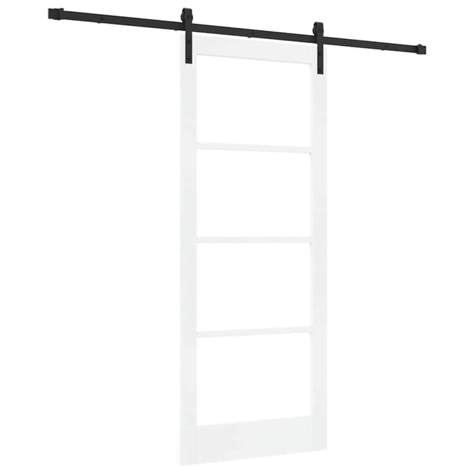 vidaXL - Schuifdeur - ORKDAL - Wit - 83 - x - 202 - cm - Massief - grenenhout - en - glas