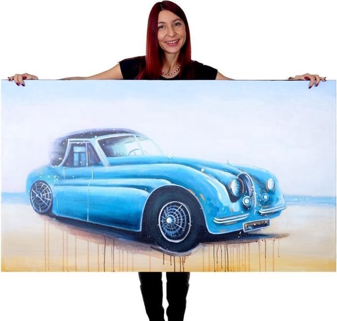 Olieverf schilderij Oldtimer