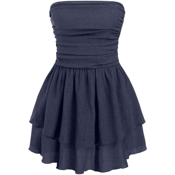Strapless Textured Ruffle Minijurk
