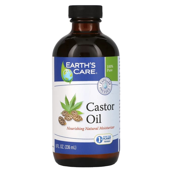 Huile de ricin, Earth's Care, 237 ml (236 ml) black