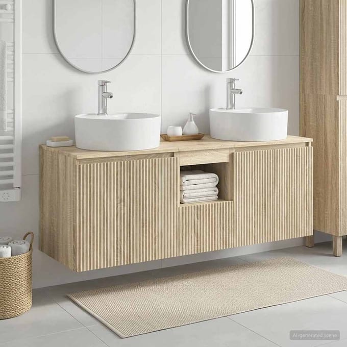 vidaXL - Badkamerkast - set - 3 - st - Sonoma - Eiken - 49,5 - x - 44,5 - x - 65 - cm