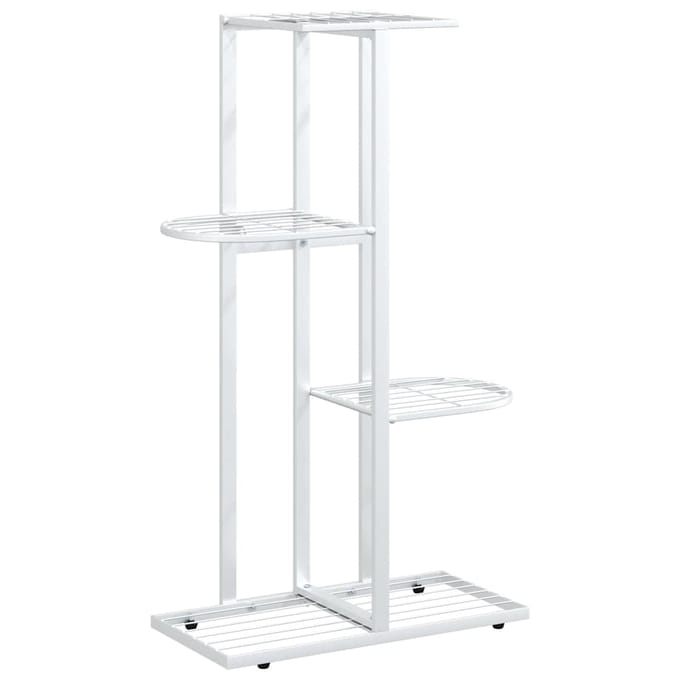 vidaXL - Bloemenstandaard - met - 4 - lagen - 43x22x76 - cm - metaal - wit