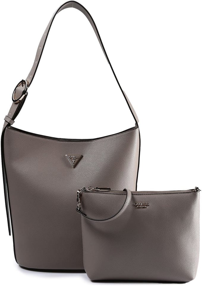 GUESS schoudertas accessoiretas Meridian II Bucket Bag Dark Taupe