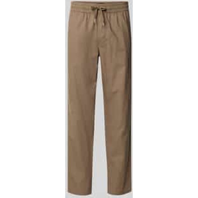 Straight fit linnenbroek met elastische band Model 'Barton'