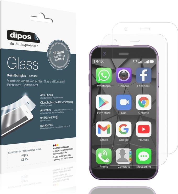 dipos – 2x Matte Pantserfolie geschikt voor viqee XS15 | 9H Screenprotector