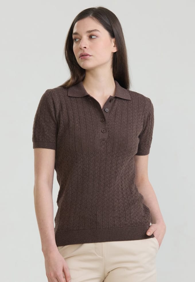 Felix Hardy Polo Shirt Korte Mouwen 100% Katoen Dames Bruin - L