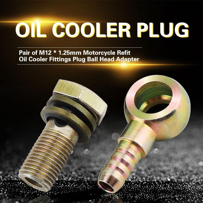 Paar M12 * 1.25mm Motorfiets Refit Oliekoeler Fittingen Plug M8 Kogelkop Adapter zwart