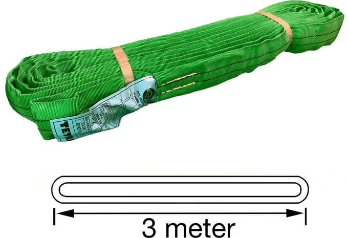 TETRA Tools - RS-2T3M - Polyester rondstrop, Werklast 2 ton - Lengte 3M - Ronde Hijsband - Groen