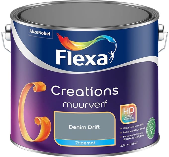 Flexa - Creations Muurverf Zijdemat - Denim Drift - Mengverf - 2,5 L