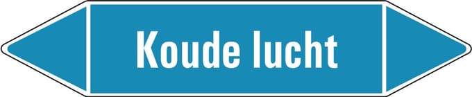 Koude lucht leidingmarkering op vel 126 x 26 mm - 5 per vel