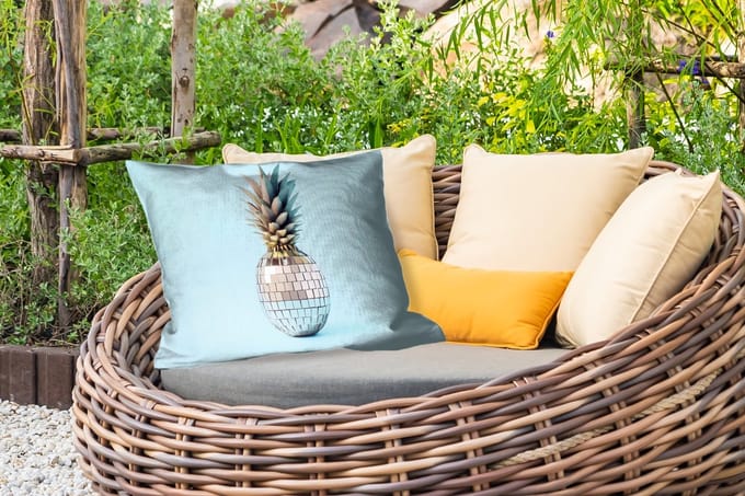 Buitenkussens - Tuin - Blauw - Ananas - Disco - Discobal - 50x30 cm