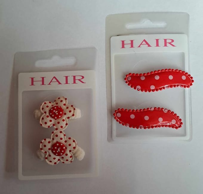 Haarspeldjes rood/wit stippen - Meisjes - Baby