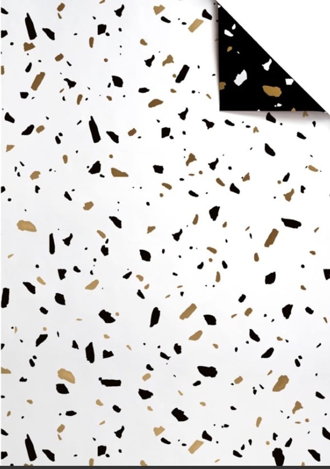2 Kleine rollen - Cadeaupapier 30 cm - Terrazzo Goud