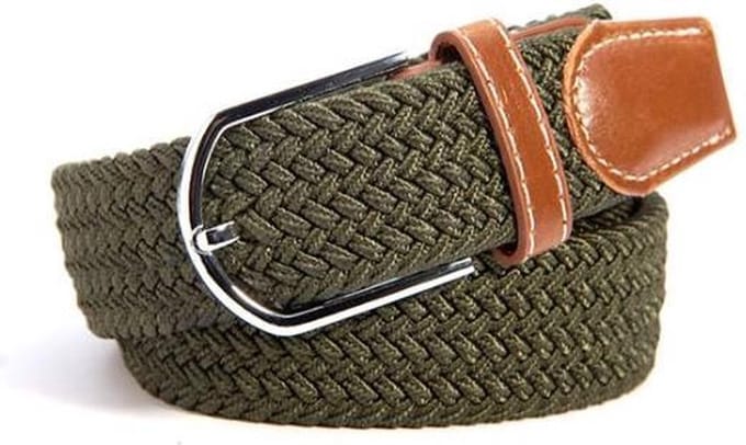Scoby - Elastische Geweven Riem - Gevlochten Riem - Stretch Belt - Rekbaar - Groen