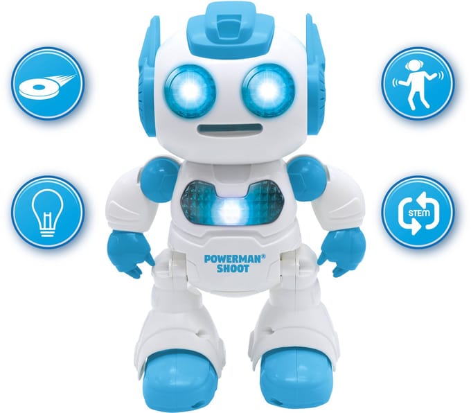 Powerman® Shoot STEM robot, dance, music, demo incl. afstandsbediening & foam discs