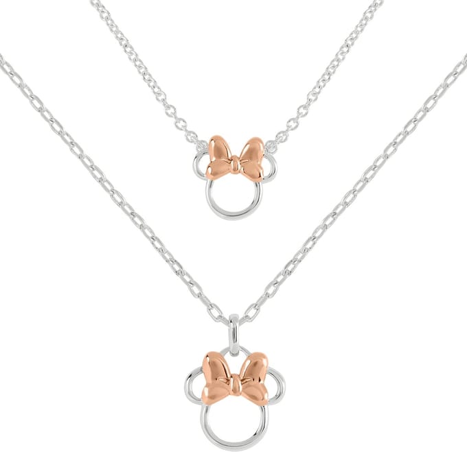 Disney Minnie Mouse Two Tone Plated Mother & Daughter Necklace Set