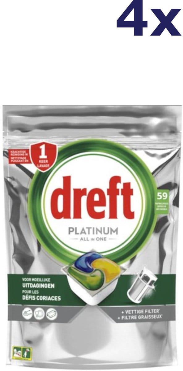 Dreft Platinum All in One Vaatwastabletten Citroen - 4 x 59 tabs