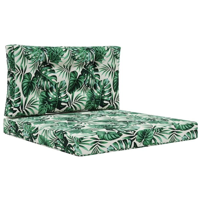 vidaXL - Buitenbankkussen - Polyester - Bladpatroon - 80 - x - 80 - cm - Bladpatroon