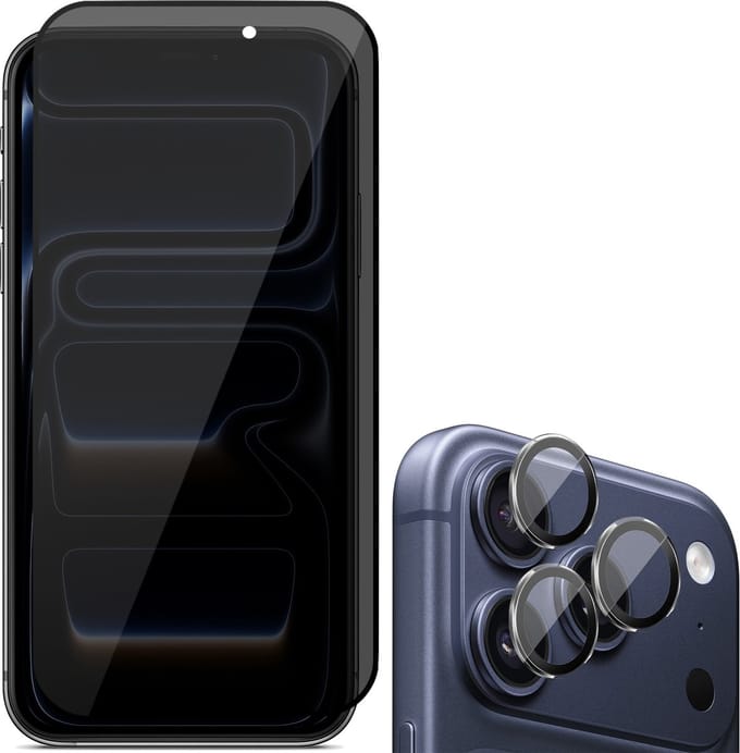 Privacy Screenprotector & Camera Protector geschikt voor iPhone 17 Pro - Volledig Dekkend Glas