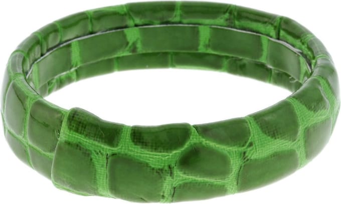 Behave Groene bangle van imitatie krokodillen leer