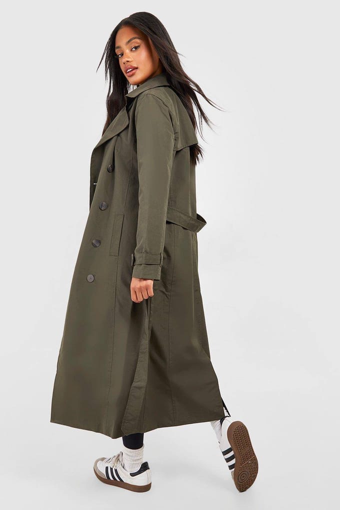 boohoo Dames Gordelde Trenchcoat | Kaki | Maat: 42