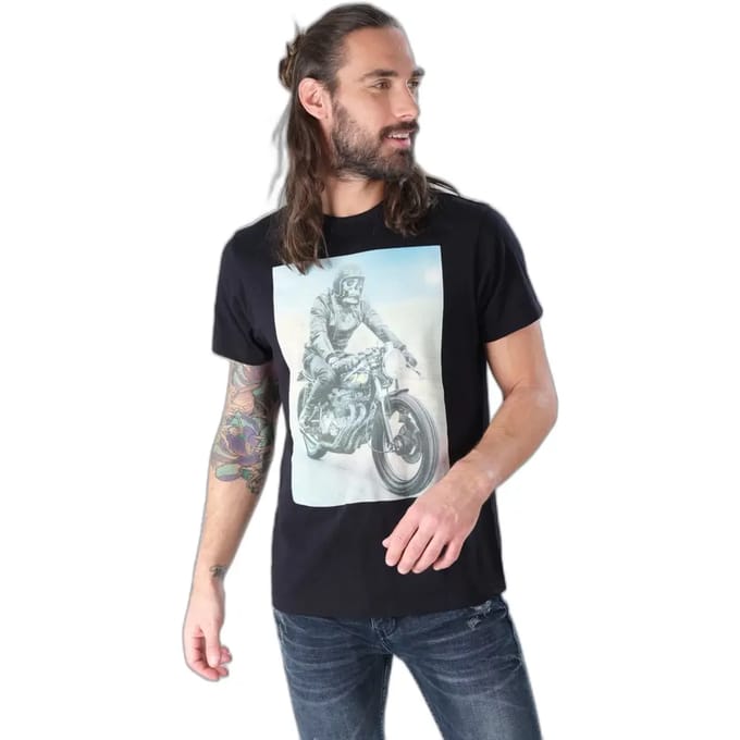 DEELUXE T-shirt met motorprintRINGO Black