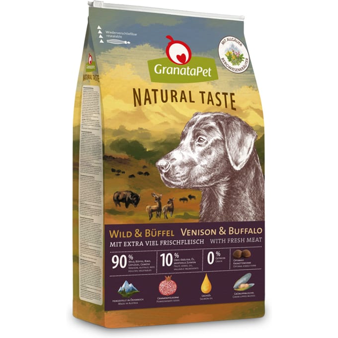 GranataPet Natural Taste Droogvoer Wild & Buffel Hondenvoer - 12 kg