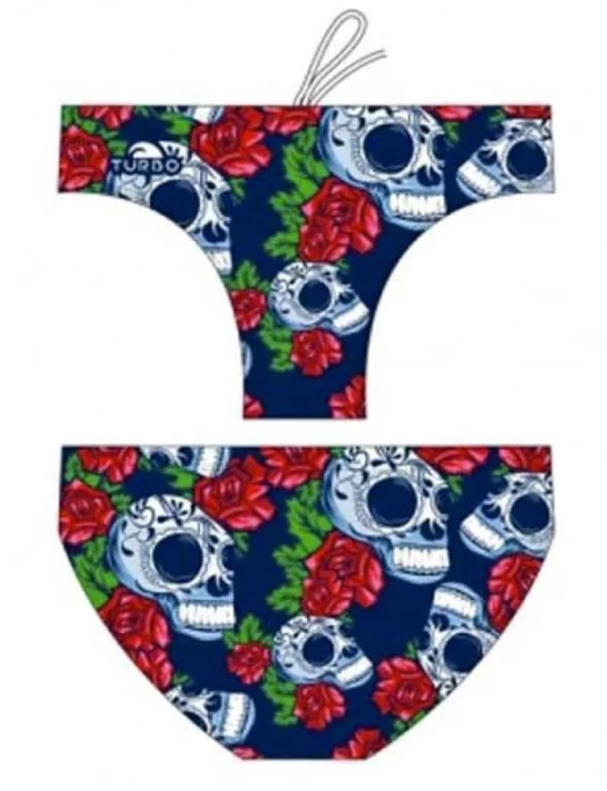 Turbo Roses & Skulls Zwemslip Blauw S Man