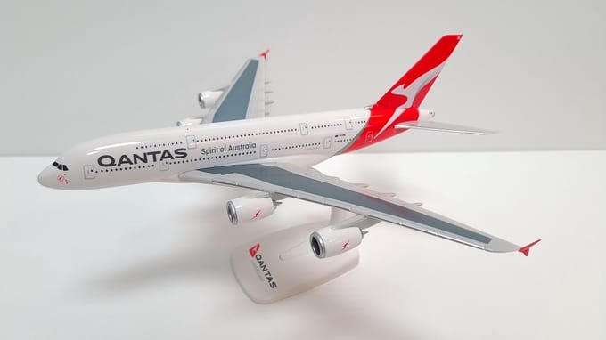 Qantas schaalmodel vliegtuig Airbus A380 schaal 1:250 lengte 29cm