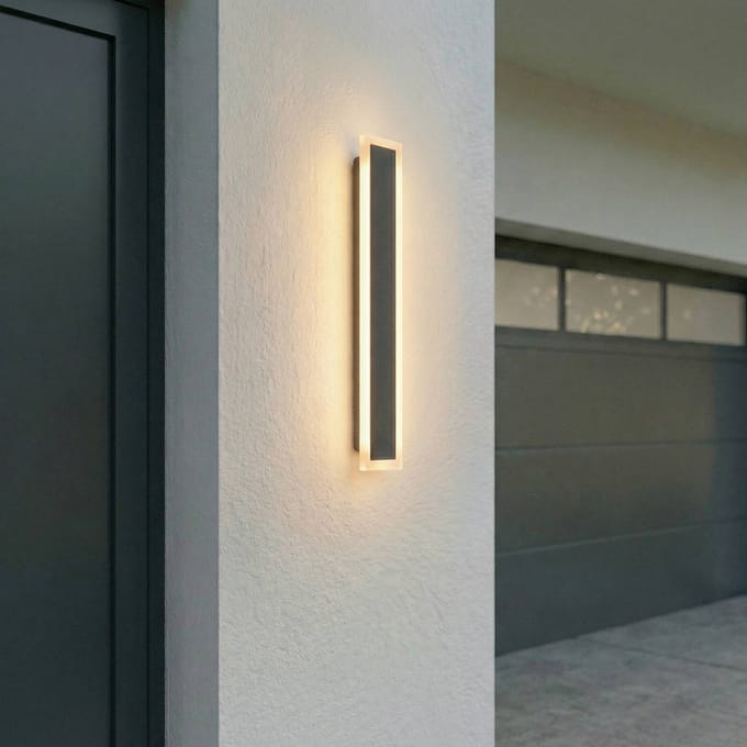 Lucande LED buiten wandlamp Ilora, zwart, 60 cm, CCT, IP65