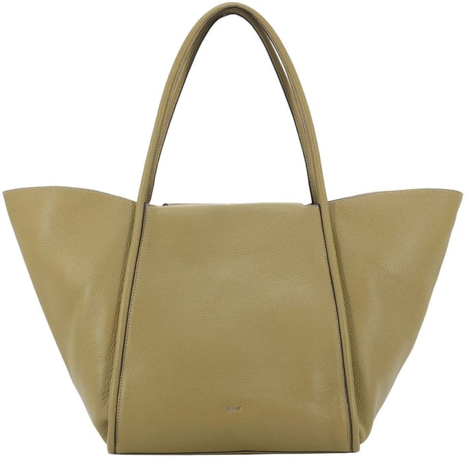abro shopper schoudertas Leather Agave Shopper Willow Mud kaki