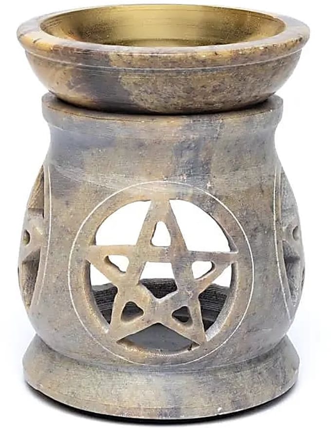 Olieverdamper pentagram zeepsteen - 11 cm x 9 cm