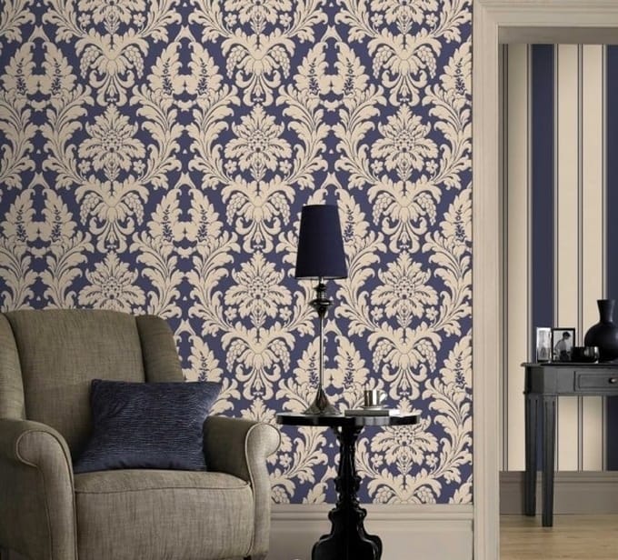 Blauw goud barok behang rasch burlington 280227