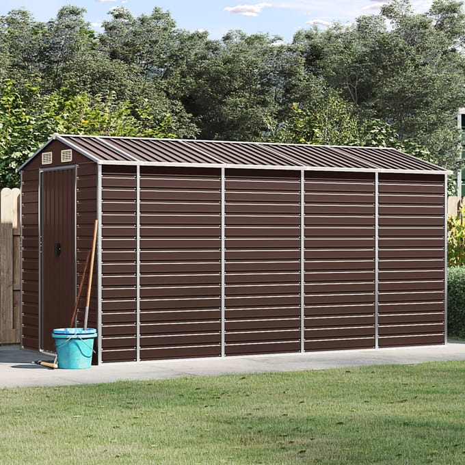 vidaXL - Tuinhuis - Bruin - 191x385x198 - cm - Gegalvaniseerd - Staal